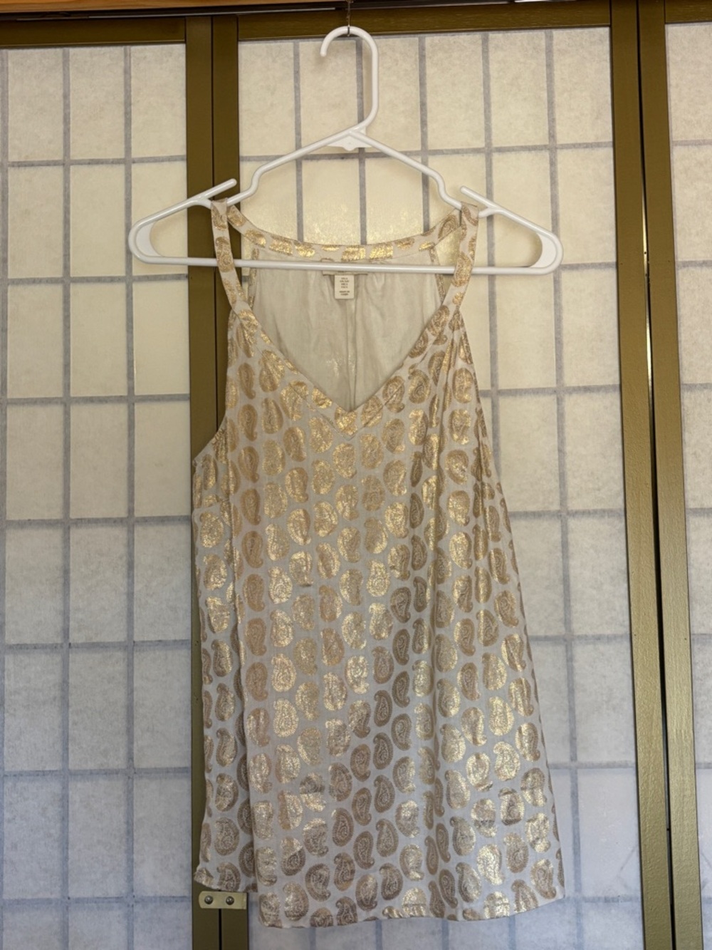 St. Tropez Gold Paisley Linen Tank, Size S